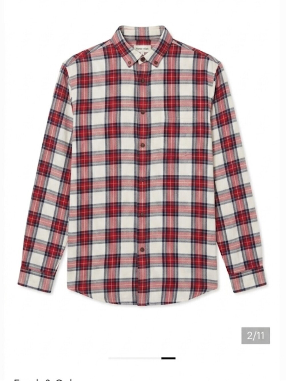 Frank + Oak men's red plaid button down shirt size L
